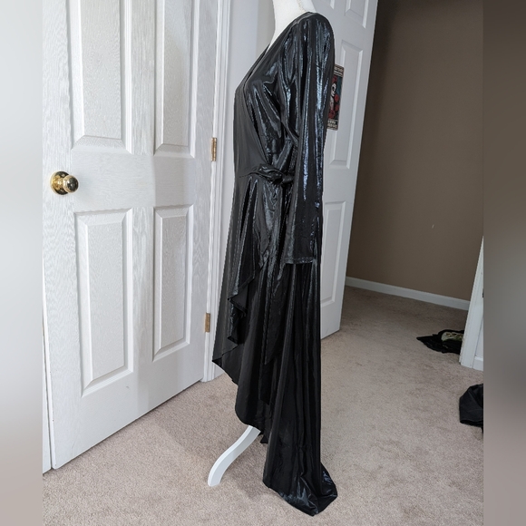 Eloquii Shiny Black Wrap Dress, Sz 16, NWT - Picture 2 of 8